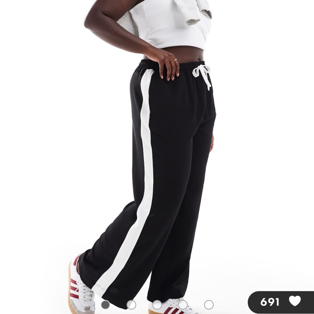 ASOS Curve Black and White Wide Leg Pants